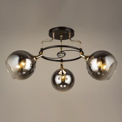 Люстра N4493/3 BK+FGD черный/золото 3x40W E27 d600 h280 п/м, QH21